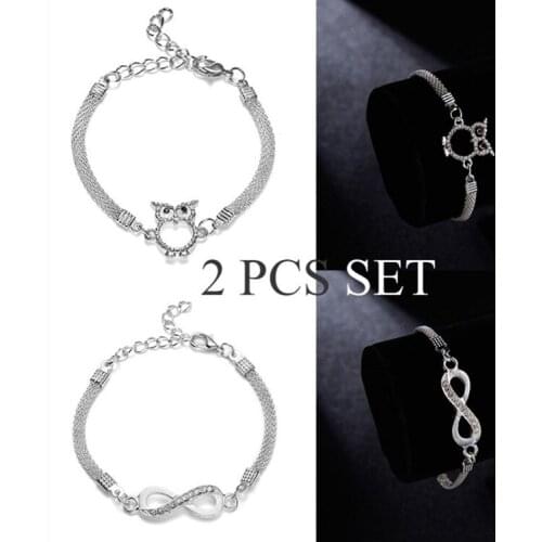8 word infinity silver-plated bracelet Creative simple diamond-studded bracelet