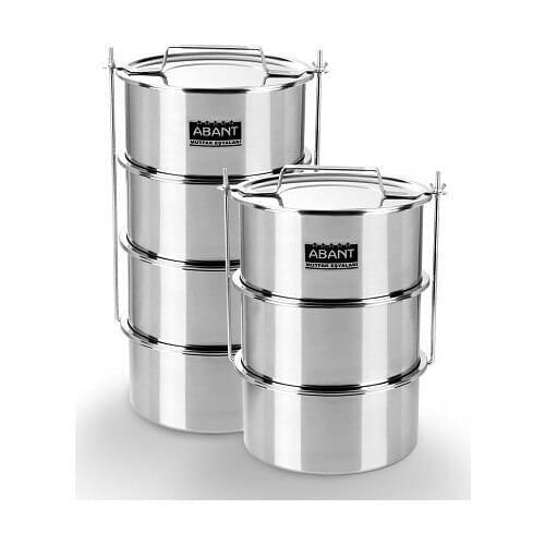 Abant Stainless Steel Lunch box Food Storage Container Thermos 4 Pcs 16 X8