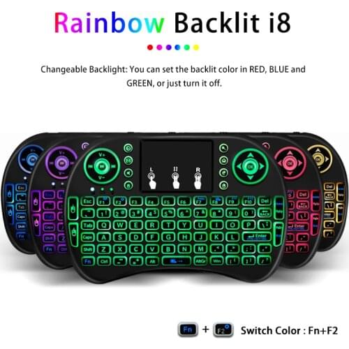 2.4GHz Wireless Keyboard for Android TV Box PC laptop 92 Keys DPI adjustable Wireless Keyboard Backlight with Touchpad Mouse