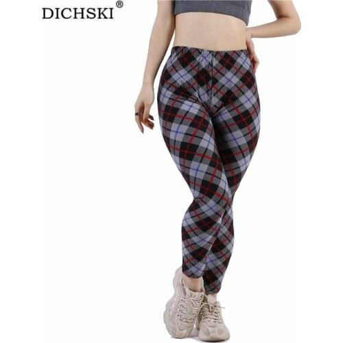 DICHSKI Women Gym Yoga Pants Sports Legging Running Sportswear For Exercise Fitness Plaid High Waist Tight Activewear Clothes