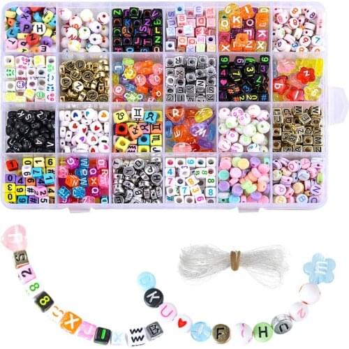24 Grid Letters Beads +acrylic Big Hole Beads+ Eye Bead +pearl Shaped Beads Combination Suit Jewelry Beading Making for Kid Gift