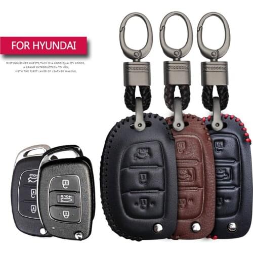 For Hyundai Santa Fe Elantra Solaris Creta Getz I20 I10 IX35 ix25 Car Key Protection Shell Key Case Cover Leather Key Ring Shell
