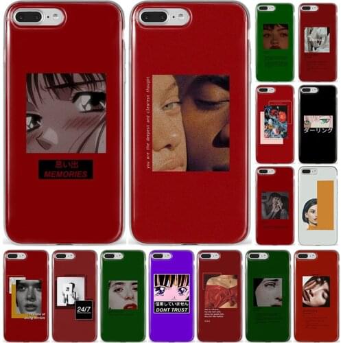 Aesthetic Red Vaporwave Anime Retro Vintage Art Kawaii Cover For iPhone X XS MAX 8 7 6S Plus SE 11 12Pro Mini Phone Case XR Capa