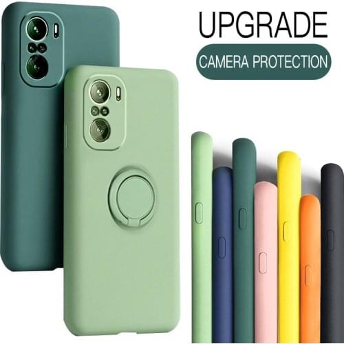 Poco X3 Pro Poco X 3 F3 Case Liquid Silicone Ring Holder Camera Protector Cover For Xiaomi Poco X3 Pro Poco X 3 NFC Poco F3 Case