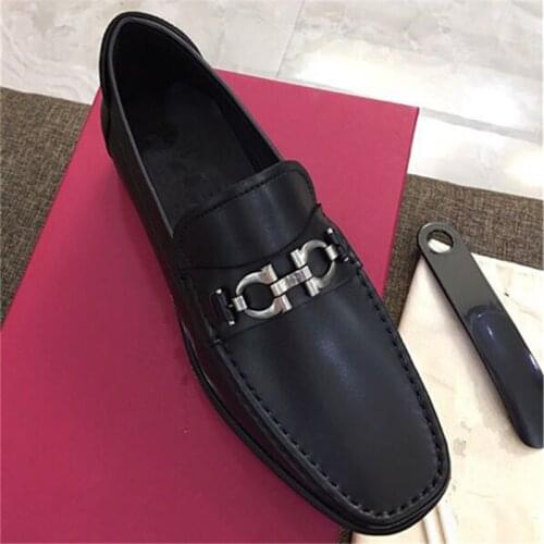 European Grand Prix Guangzhou Leather Mens British Business Casual Shoes Square a Pedal Dress Wedding Shoes Tide