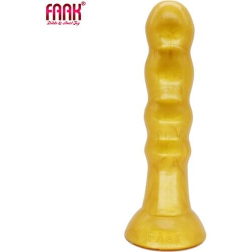 FAAK long golden beads anal dildo with suction cup ball butt plug lollipop stick anal stopper bar adult products sex toys