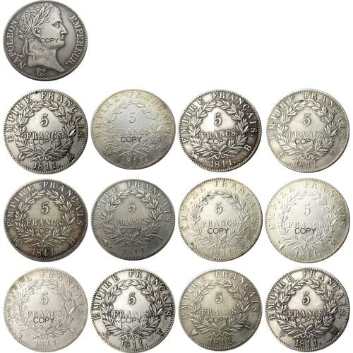 France 5 Francs 1811 12pcs Different Mintmark Silver Plated Copy Coins