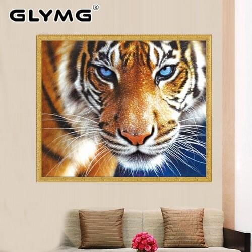 GLymg Tiger Diy Diamond Embroidery Crystal Diamond Bright Drill Rhinestones Diamond Painting Cross Stitch Animal Decor Picture