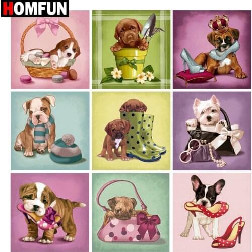 HOMFUN Full Square/Round Drill 5D DIY Diamond Painting "Cartoon dog" 3D Embroidery Cross Stitch 5D Home Decor Gift