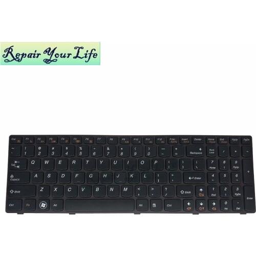 Keyboard for LENOVO US English V570 B570E B570E2 B570G B575A B575E V580C B590A 25200833 MP-10A33USB686B black with brown frame