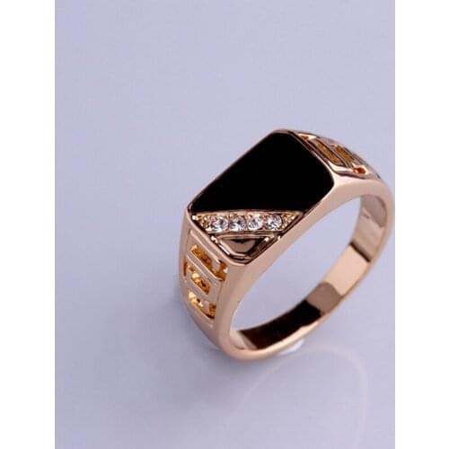 New Personality Men Rings Fashion Luxury Square Dripping Oil Ring Black Enamel Bridegroom Wedding Engagement Jewellery