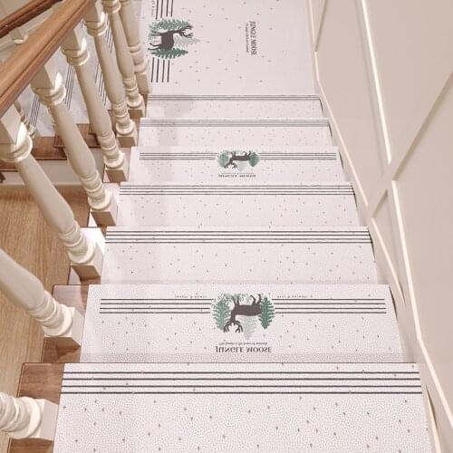 Stairs Mat Floor Mat Non-Slip Stair Step Mats Glue-Free Self-Adhesive Household Foot Mat Step-Type Erasable Carpet Washing