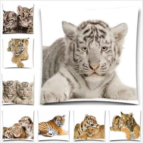 Creative Pillow Cover Chair Car Sofa Cushion Cover 2016 Home Decor Tiger Printed Animal Pillow case