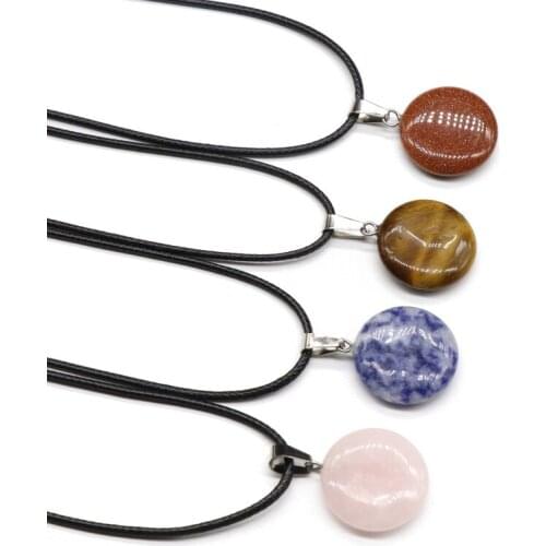 10pcs Round Natural Stone Necklace Pendants Quartz Jewelry Pendants For Jewelry Making Energy Pendulum 20*20mm Free Shipping