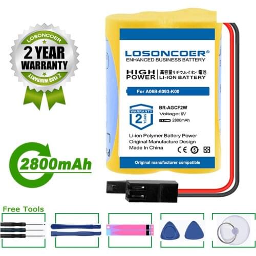 LOSONCOER Battery NEW 2800mAh Battery BR-AGCF2W BR AGCF2W Lithium 6V PLC Batteries with Black Plug Fanuc