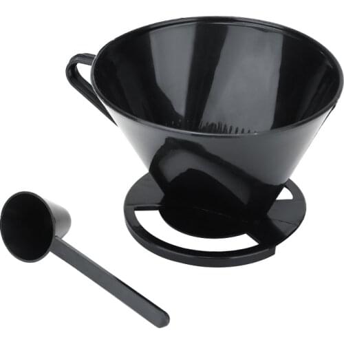 Reusable Plastic Coffee Cone Coffee Filter Holder Maker Pour Over Coffee Cup Dripper Mesh Strainer With Measuring Spoon Coffeewa