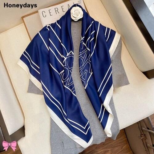 Fashion Temperament Cotton Scarf Soft Lady Silk Square Scarves Womens Warm Neckerchief Air-conditioned Room Shawl Holiday Gift