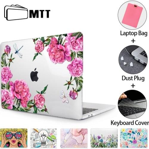 MTT Floral Crystal Case For Macbook Air Pro 11 12 13 15 16 With Touch Bar Hard Cover For Macbook air 13 funda+Pink Laptop Bag