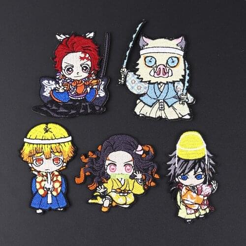 Cartoon Japan anime Demon Slayer Agatsuma Zenitsu Patches for Clothes Embroidery Appliques Diy T-shirt Clothing Accessories