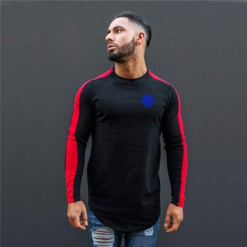 New Hot Mens Brand Fitness T-shirt Men Workout Clothing Men Printed Long Sleeve T-shirt Gym Clothing Bodybuilding Tshirt Male