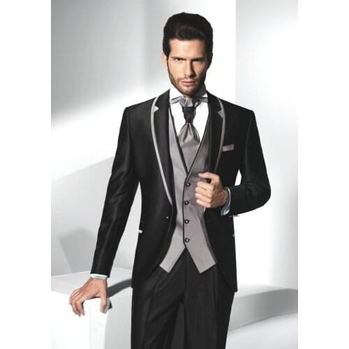 Mens Suits Groom Tuxedos Groomsmen Wedding Party Dinner Best Man Suits Blazer Custom Made (Jacket+Pants+Vest+Tie) NO:696