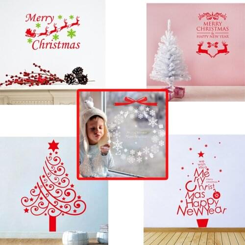 New Year window wall sticker Christmas tree Santa Claus DIY snowflake Merry Christmas decor home supplies living bedroom Murals