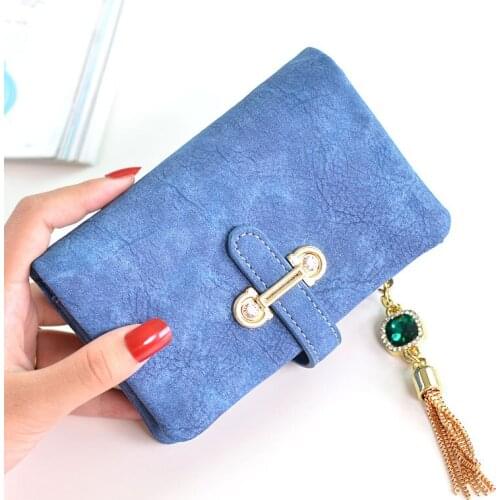 New Ladies wallets, female short, large capacity frosted zipper, tassel pendant, ladies wallet wallet, hand bag