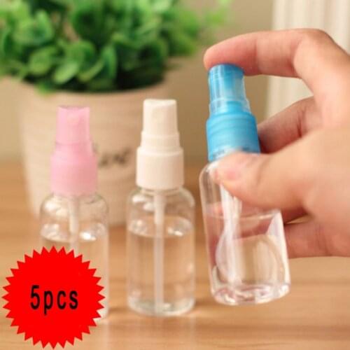 New 5pcs/set Make Up And Skin Care Plastic Transparent 30ml Small Empty Spray Bottle Refillable Bottle