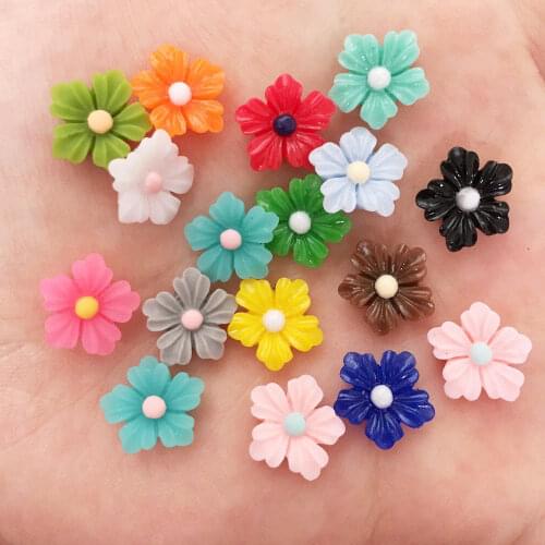 New Mix 500pcs Resin 12mm Lovely Mini Colorful Flower Flat Back Stone Appliques DIY Wedding Scrapbook Craft SF577