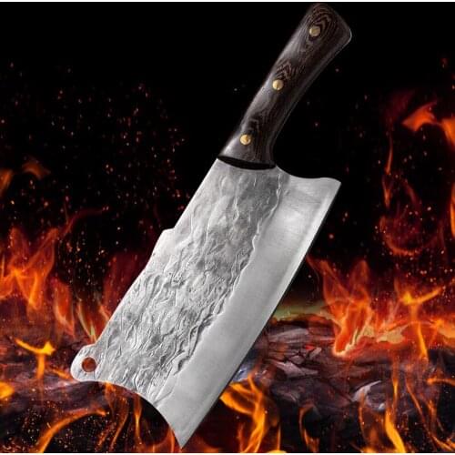 Butcher Stainless Manganese Steel Knife Handmade Forged Kitchen Knife Chicken Fish Chopping Bone Hammered Household Kitchen Tool