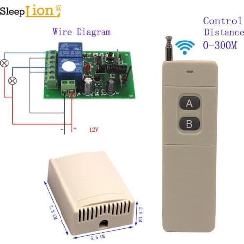 Sleeplion 12V 2 CH Remote Control Switch Motor Garage Door Light Remote Switch 300M Controller Open 2CH 12V Universal ON OFF