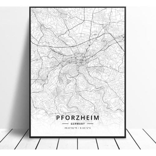 Pforzheim Velbert Witten Reutlingen Dresden Gera Germany Canvas Art Map Poster
