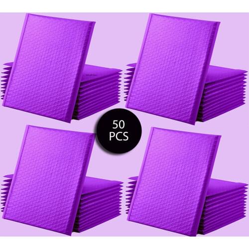 Purple 50pcs Mailer Poly Bubble Padded Mailing Envelopes for Gift Packaging Self Seal Bag Bubble Black White purple And Pink