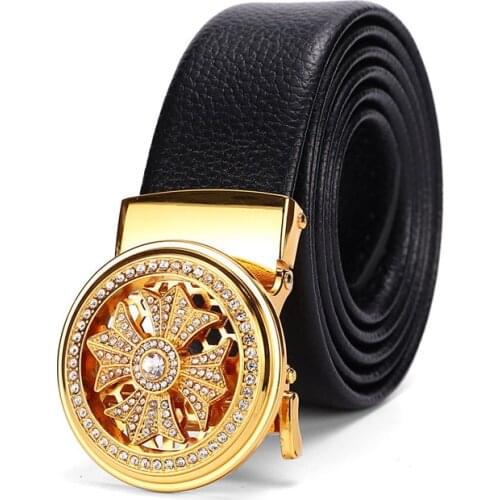 Ke Meiqi Luxury Rhinestone Belt Unisex Fashion Belt Rotatingbucklehead Cowskin Casual Classy PU Top Quality Luxury Brand