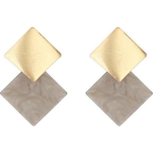 Korean Statement clip Earrings without piercing for women Cute Arcylic Geometric Dangle Gold Earings Brincos Fashion Jewelry