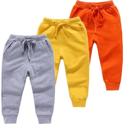 Hot Selling Pure Cotton Drawstring Freely Adjust Tightness Kids Trousers Candy Color Fashionable Casual Boys Girls Sport Pants