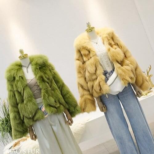 Natural Fox Fur Women Coat Fashion Winter Superior Quality 100% Fox Fur Jacket Outerwear Coats H1004