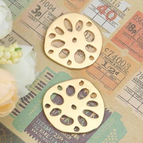 DoreenBeads Zinc Based Alloy Connectors Lotus Root Slices Gold silver color Jewelry DIY Findings Charms 26mm x 25mm, 10 PCs