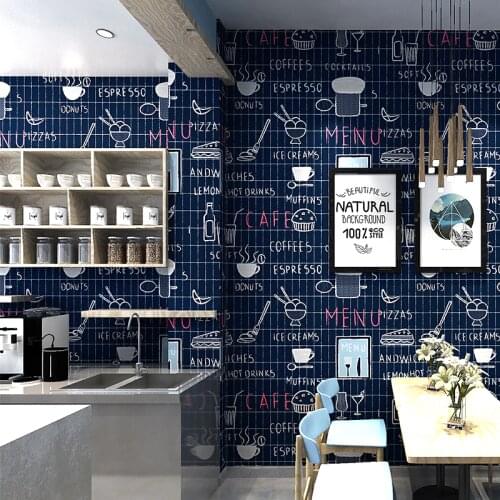 Modern Personalized Bubble Tea Shop Wallpaper Roll Vinyl PVC Wall Paper for Bread Coffee Shop Walls Online Star Wall Mural Papel