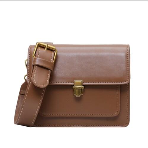 MINI Solid Color PU Leather Crossbody Bags For Women 2021Lock Shoulder Simple Bag Travel Small Handbags And Purse