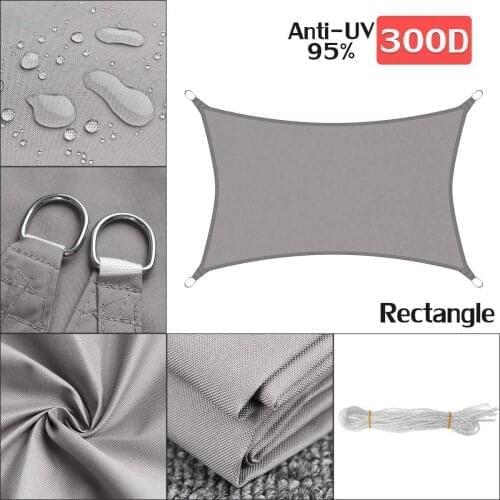 Rodless Tent Grey 300D 160GSM Waterproof Polyester Oxford Fabric Shade Sail Rectangle for Outdoor