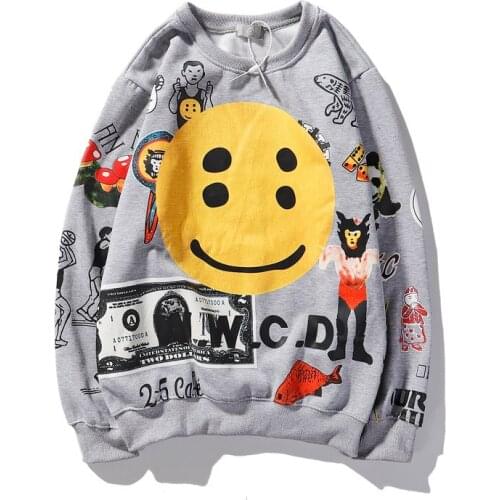 2020 New Spring Hoodies Kanye Smliey Graffiti Men and Women Sweatshirt Harajuku Xxxtentacion Hip Hop Stranger Things Hoody