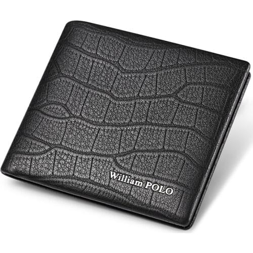 WILLIAMPOLO Purse For Men Genuine Leather Mens Wallets Thin Male Wallet Card Holder Cowskin Soft Mini Purse PL315