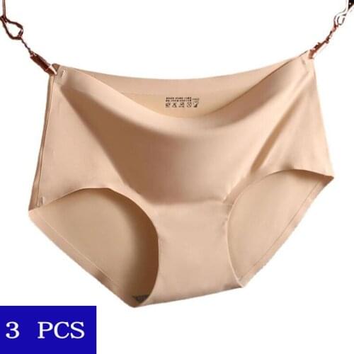 Fashion sexy seamless panties women ice silk one-piece mid-waist large-size triangle bottoms thin breathable female underwear