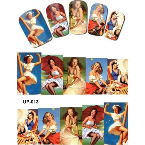 UPRETTEGO NAIL ART BEAUTY TATTOO WATER TRANSFER DECAL SLIDER FASHION SHOW POP SEXY LADY PORTRAIT OIL PAINTING UP013-018