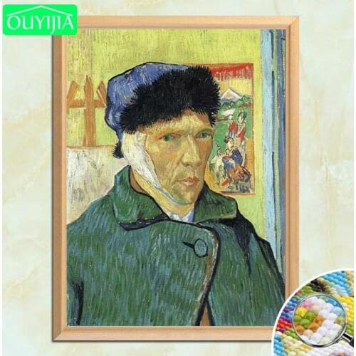 Vencint Van Gogh Self-portrait Losing His Ear 5D DIY Diamond Painting Full Square Diamond Embroidery Rhinestones Mosaic Painting