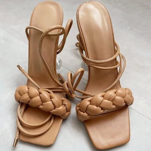2021 New Summer Fashion Design Weave Women Sandals Transparent Strange High heels Ladies Sandals Open Toe Shoes woman shoes