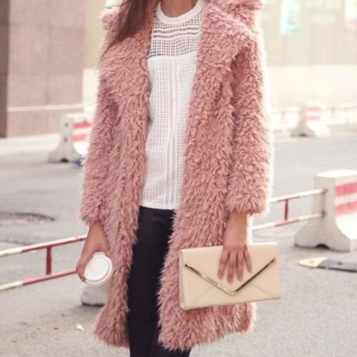 Winter Women Long Sleeve Warm Coat Female Solid Color Casual Thicken Outwear Casual Loose Turn Down Collar Long Coats