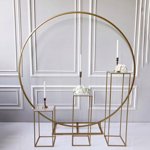 Gold circle Wedding Metal arch props backdrops single arch for flowers balloons sash decor rack outdoor lawn flower door rack