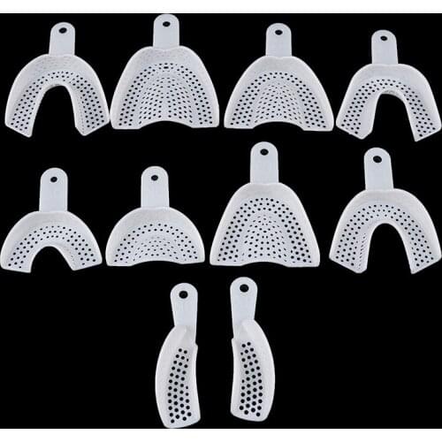 2pcs Oral Hygiene Clinic Dentist Product Plastic-Steel Teeth Holders White Dental Impressions Trays Denture Model Materials